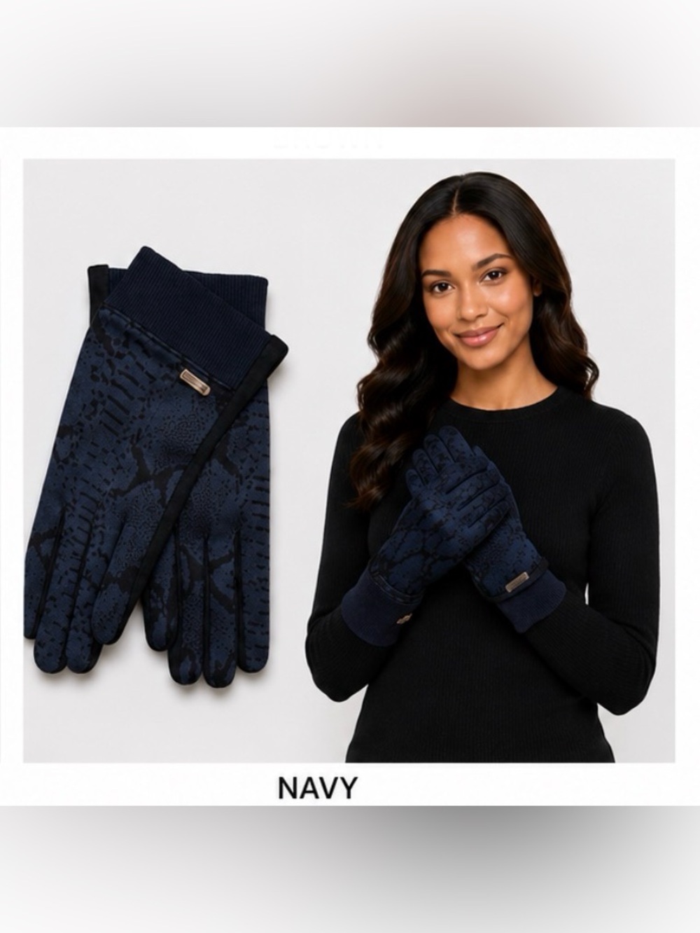 ASOS WOMEN'S PYTHON SNAKE PRINT GLOVES - BLUE SIZE 8 1/2 (NEW WITH TAG)